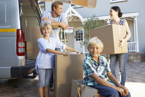Professional moving services by a van